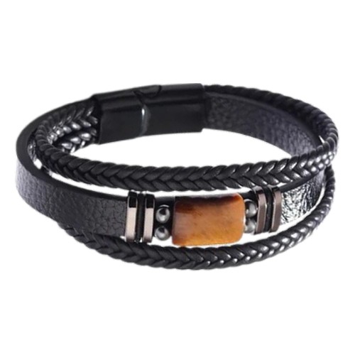 Energesens Bracelet Homme en Oeil de tigre 1