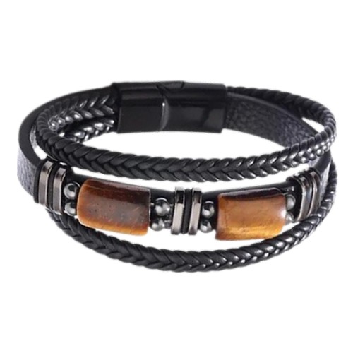 Energesens Bracelet Homme en Oeil de tigre 2