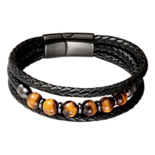 Energesens Bracelet Homme en Oeil de tigre 3