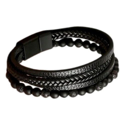 Energesens Bracelet Homme en Pierre de Lave 1