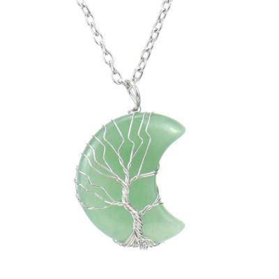 Pendentif Lune Arbre de Vie en Aventurine