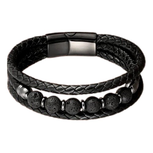 Energesens Bracelet Homme en Pierre de lave 2