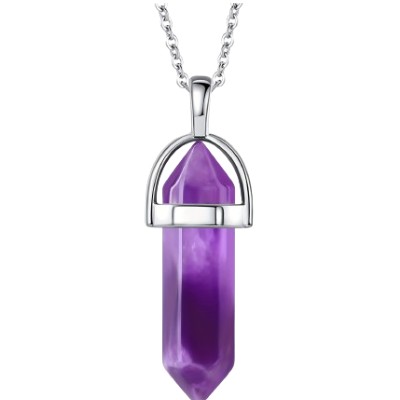 Pendentif Géométrique forme pointe en AMETHYSTE