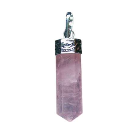 Pendentif Pointe Polie en Quartz rose